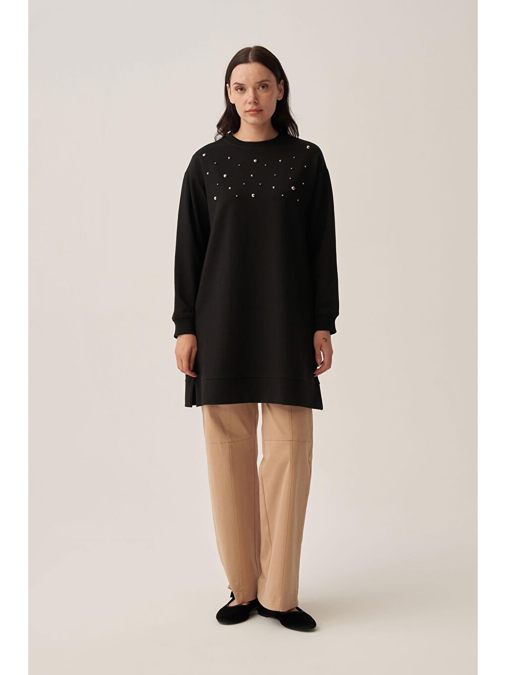 Siyah-Pamuklu Droplu Sweat-1