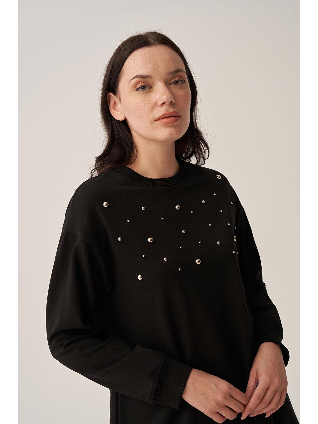 Siyah-Pamuklu Droplu Sweat-4