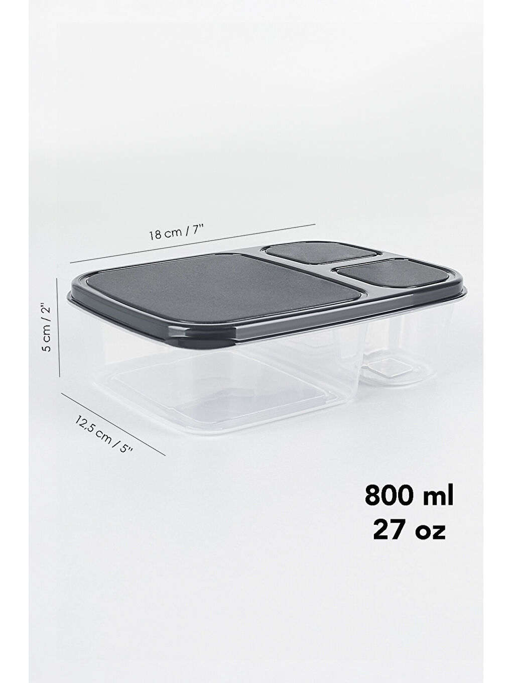 Renksiz 6'lı Dikdörtgen 3 Bölmeli Saklama Kabı-7