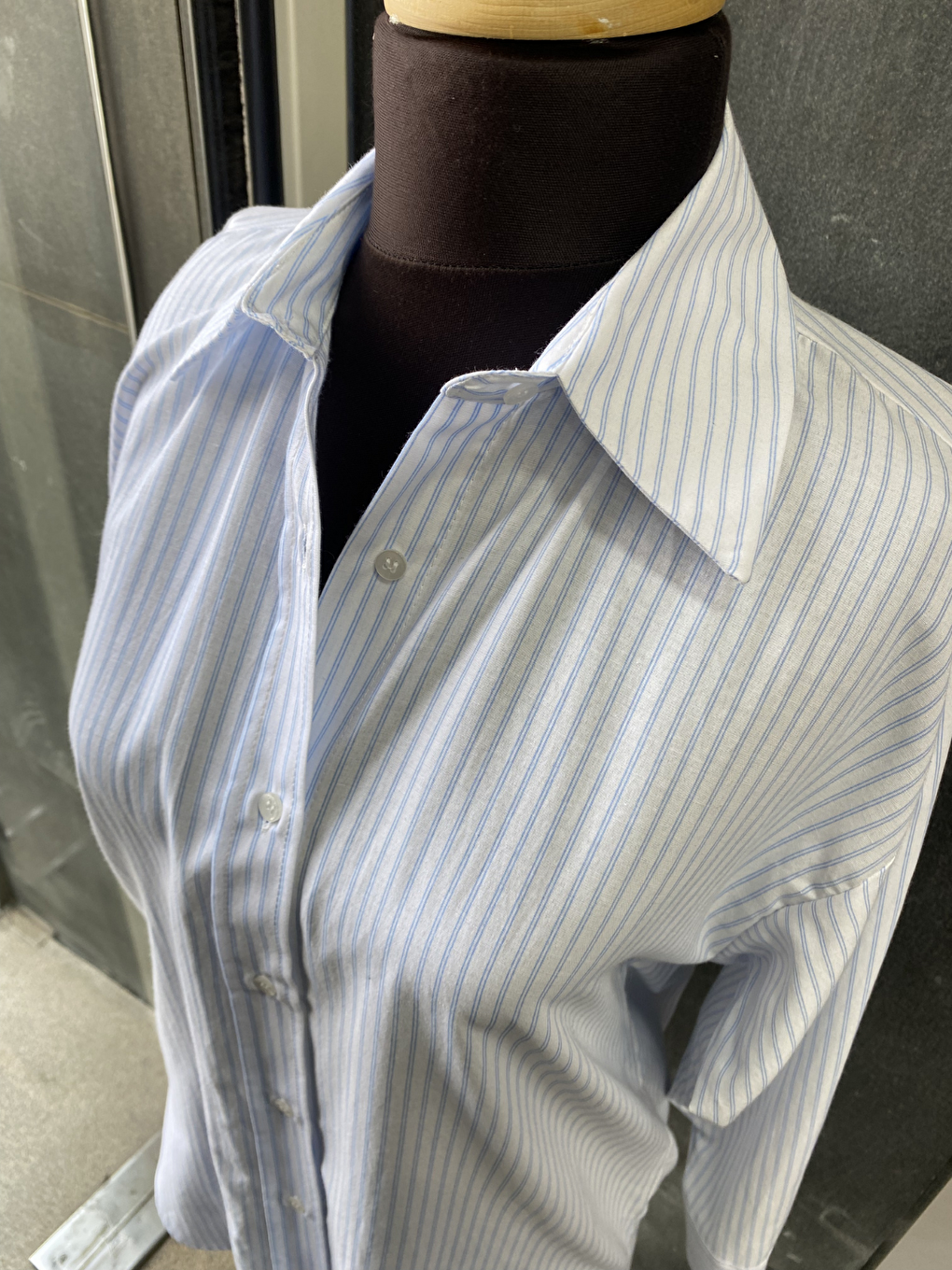 Mavi Çizgili Oversize Kadın Gömlek-3