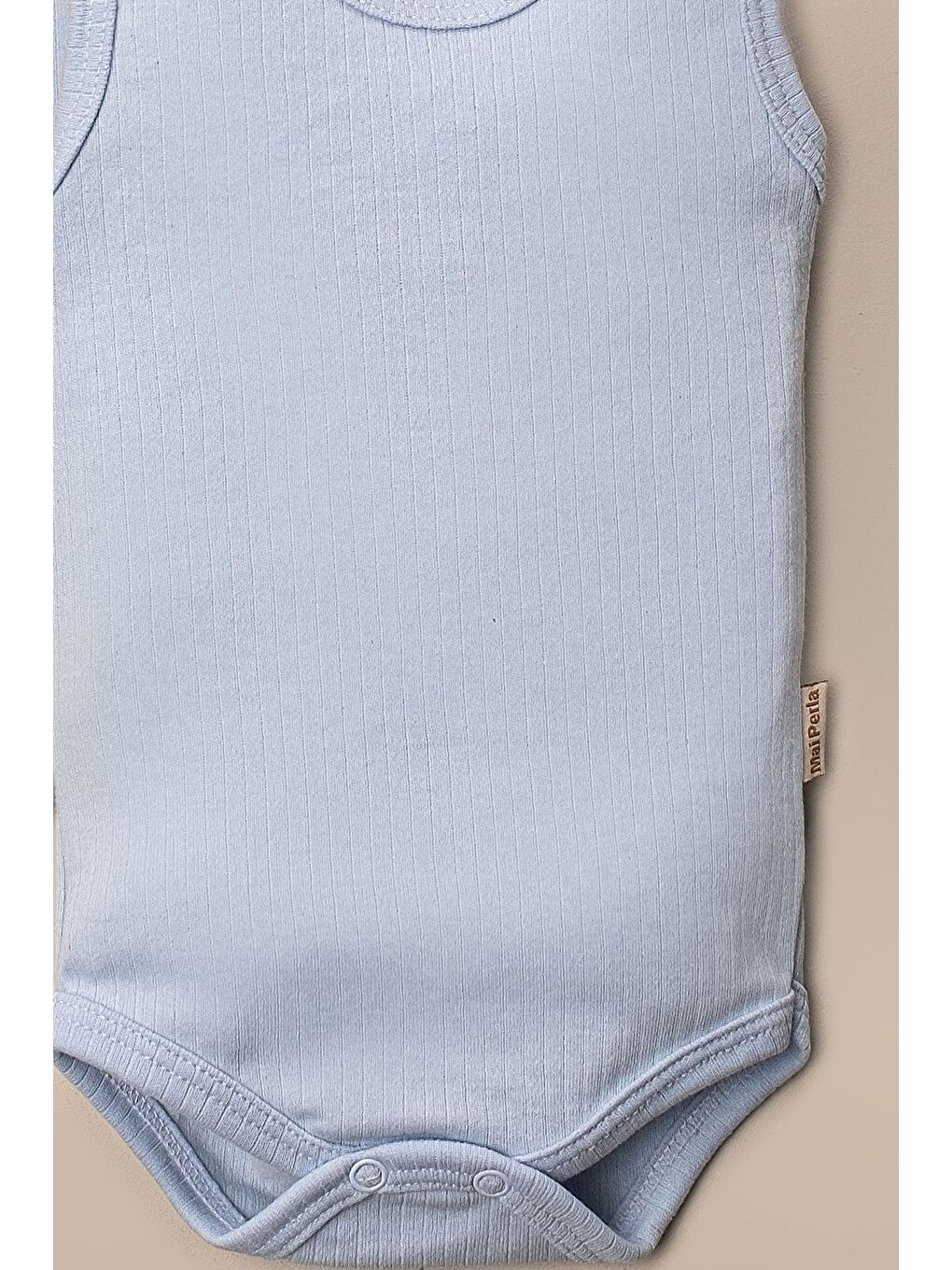 Mavi 3 lü Body Organik Pamuklu Alttan Çıt Çıtlı Bebek Seti-1