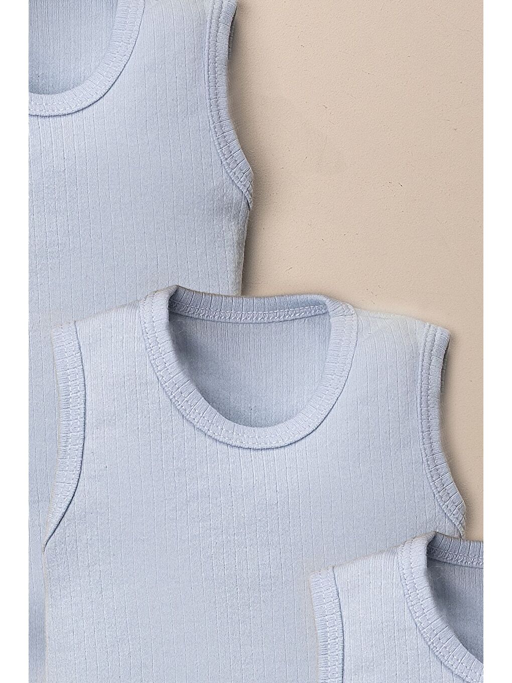 Mavi 3 lü Body Organik Pamuklu Alttan Çıt Çıtlı Bebek Seti-2