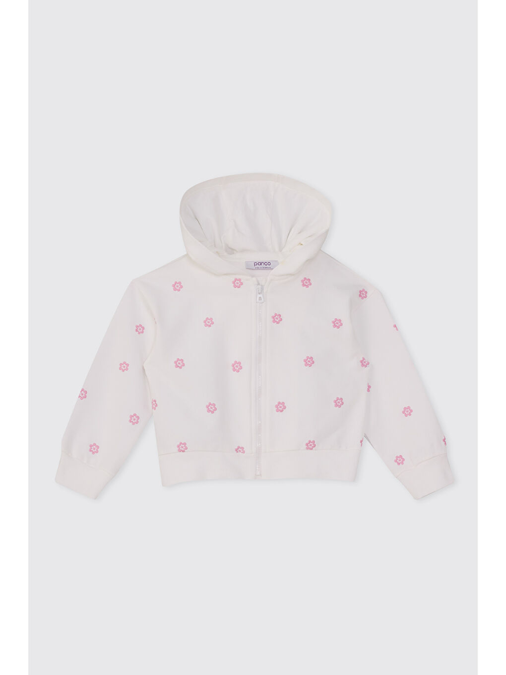 Kız Çocuk Çiçek Baskılı Beyaz Sweatshirt