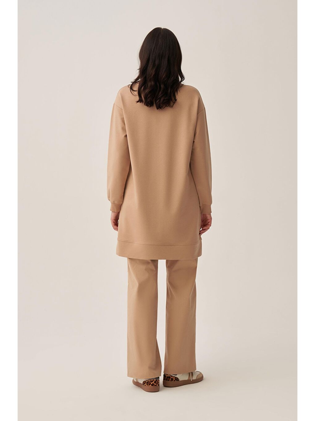 Bej Vizon-Pamuklu Droplu Sweat-4