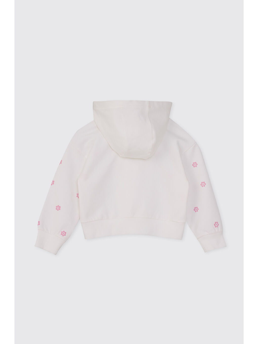 Kız Çocuk Çiçek Baskılı Beyaz Sweatshirt-1