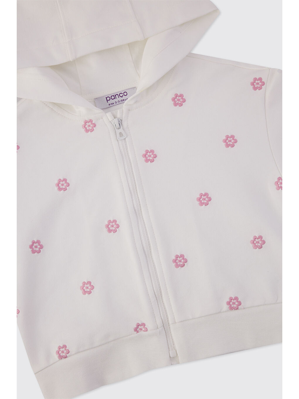 Kız Çocuk Çiçek Baskılı Beyaz Sweatshirt-2