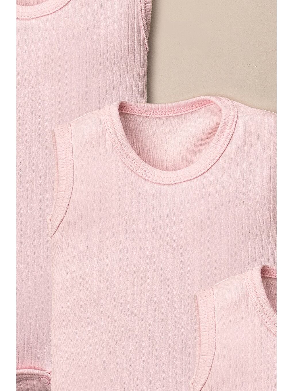 Pembe 3 lü Body Organik Pamuklu Alttan Çıt Çıtlı Bebek Seti-1