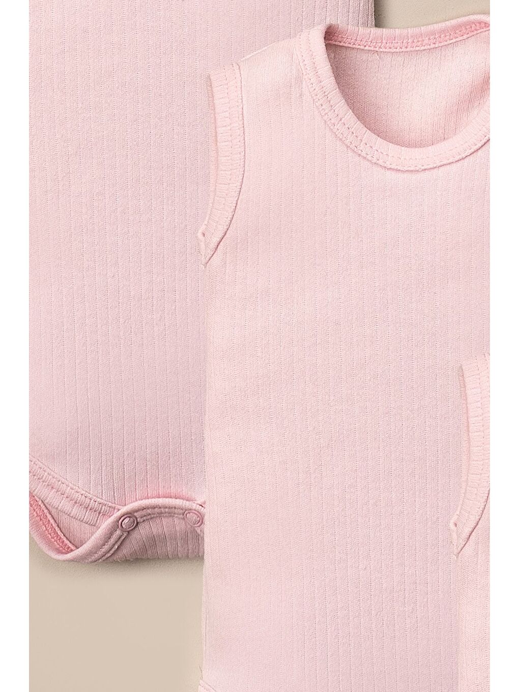 Pembe 3 lü Body Organik Pamuklu Alttan Çıt Çıtlı Bebek Seti-4