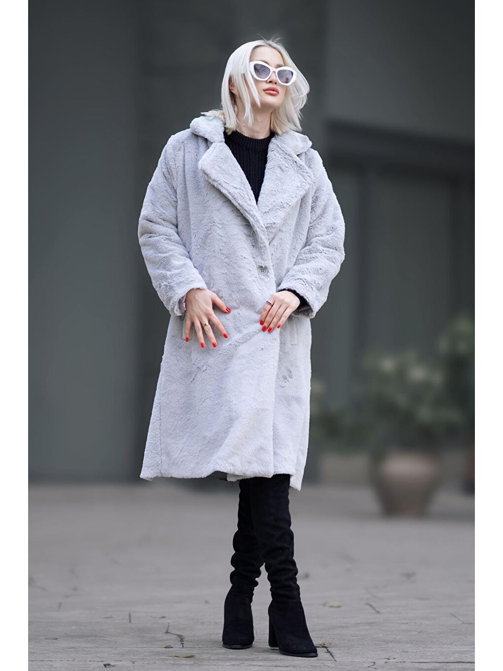 Gri Yumuşak Dokulu Peluş Kaban