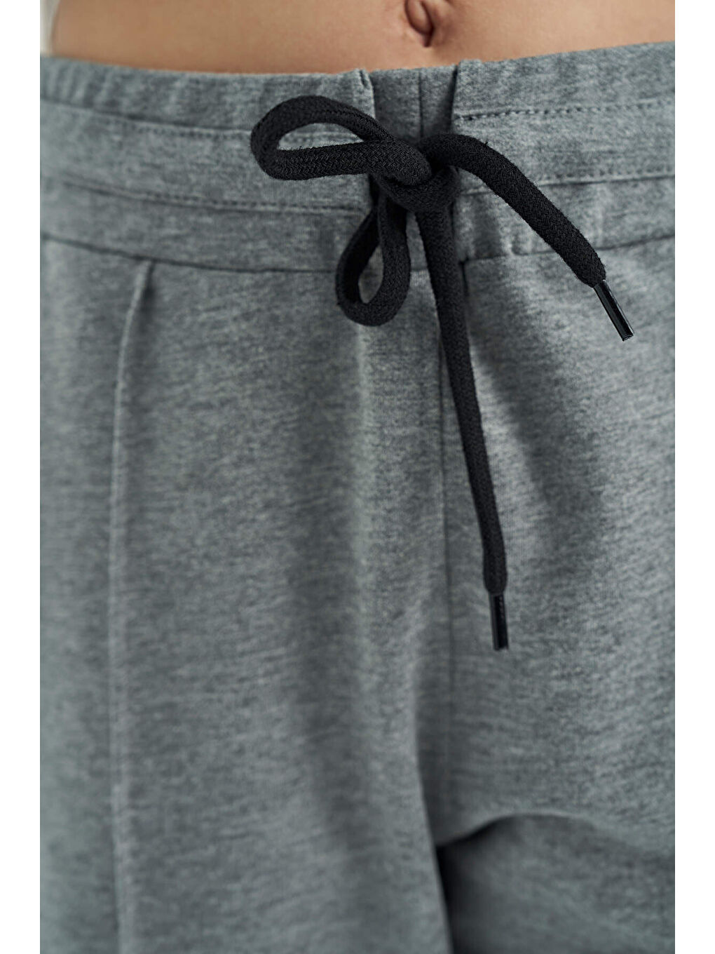 Gri Melanj Yan Bantlı Gizli Fermuar Cep Detaylı Jogger Kız Çocuk Eşofman Alt - 75122-4