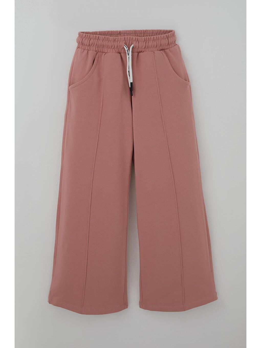 Pembe Kız Çocuk Eşofman Altı Çima Dikiş Detaylı Bağcıklı Cepli Gülkurusu (8-14 Yaş)