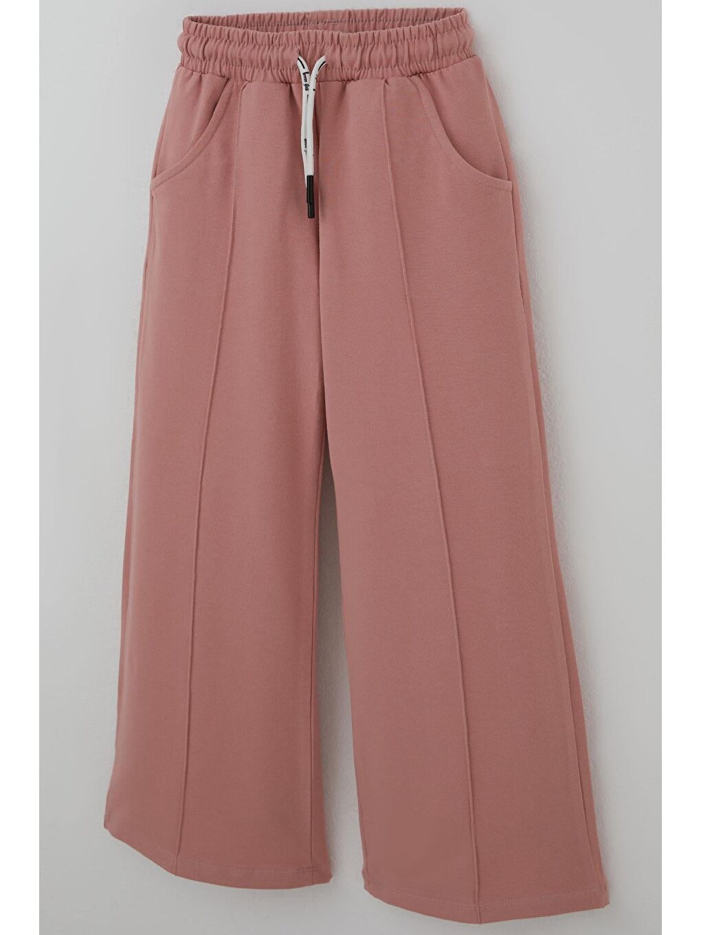 Pembe Kız Çocuk Eşofman Altı Çima Dikiş Detaylı Bağcıklı Cepli Gülkurusu (8-14 Yaş)-2