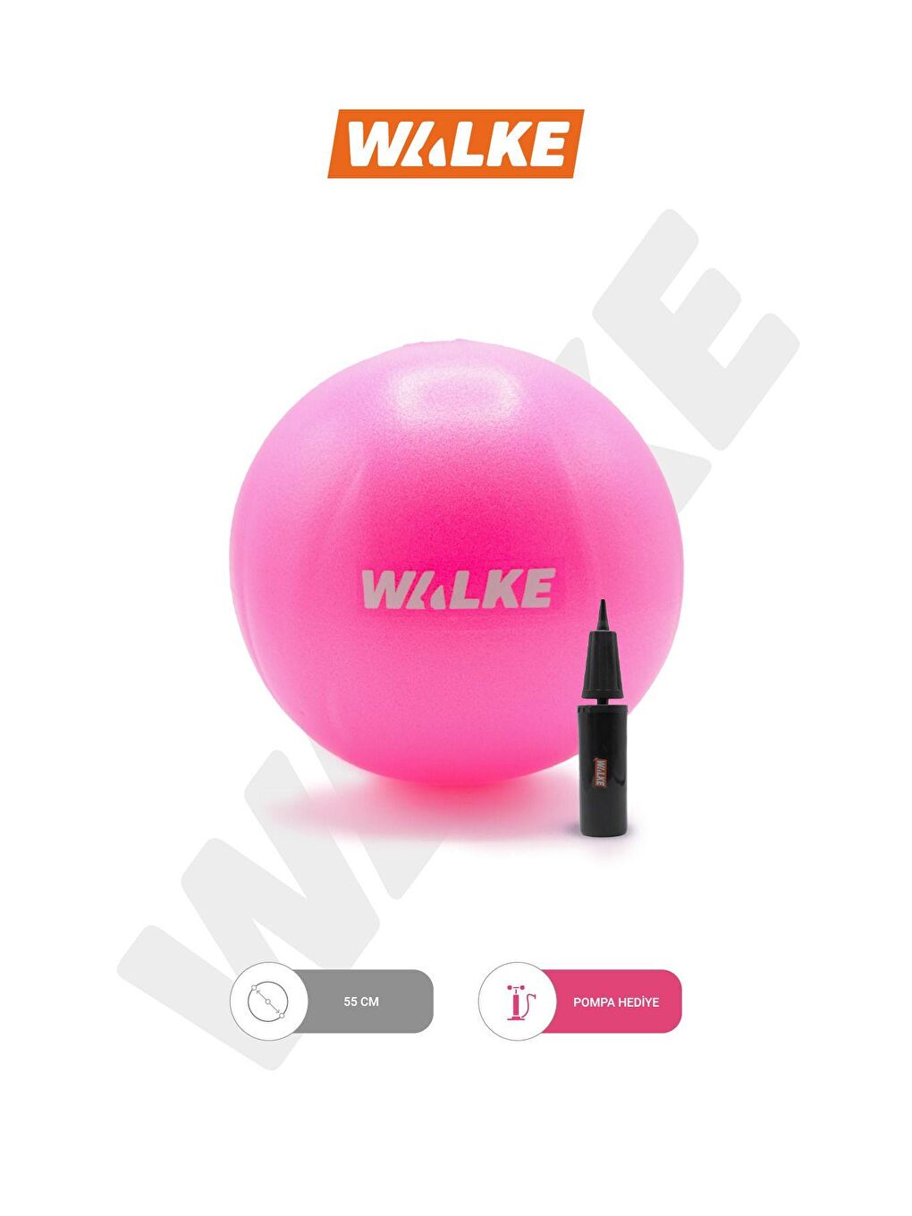 55 cm Deluxe 140 cm - 159 cm Boy Aralığında Olanlar İçin Uygun Fuşya Pilates Topu ve Pompa Set-1