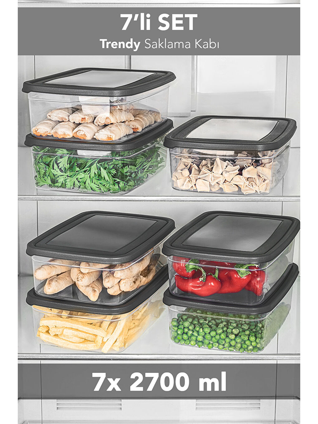 Renksiz 7'li Saklama Kabı 2700 ml