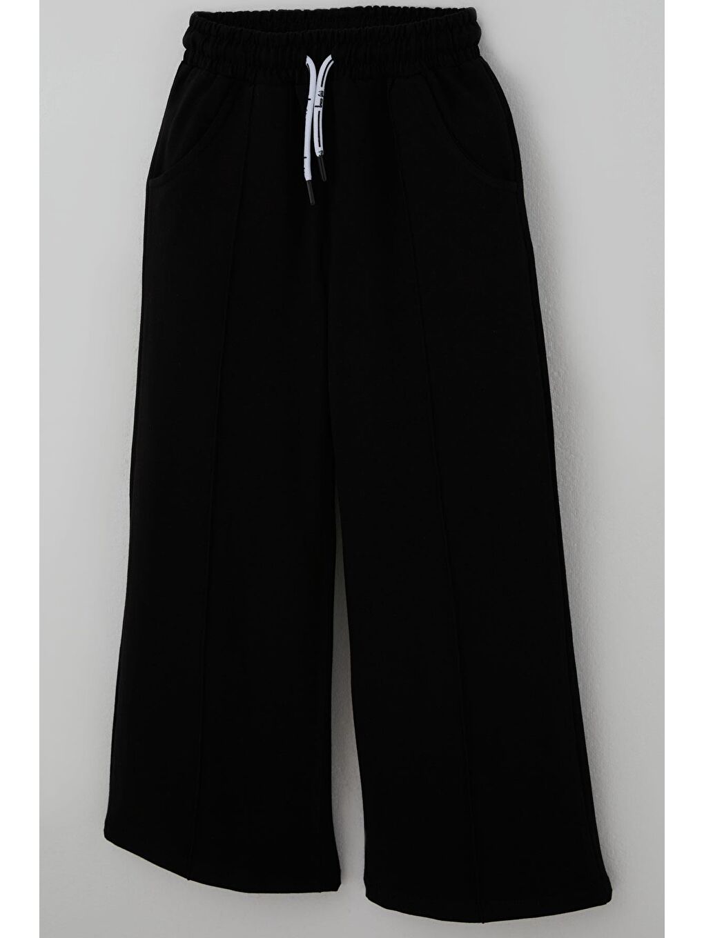 Kız Çocuk Eşofman Altı Çima Dikiş Detaylı Bağcıklı Cepli Siyah (8-14 Yaş)-2