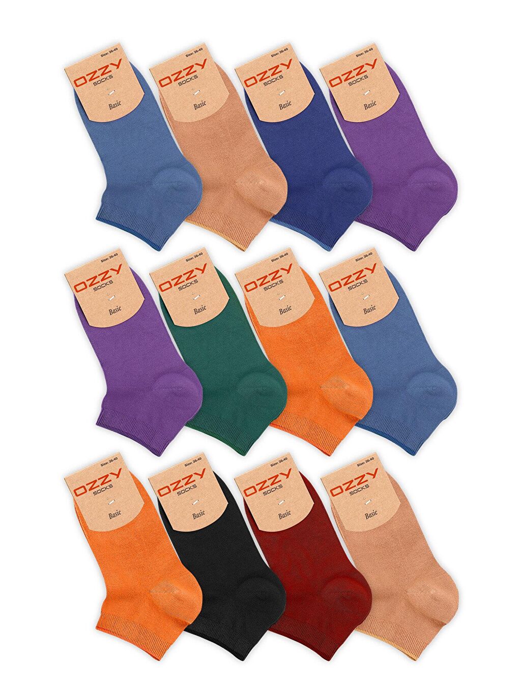 OZZY SOCKS Karışık Asorti 12 Çift Bambu Kadın Dikişsiz Patik Çorap 4 Mevsim Dayanıklı Topuk Ve Burun Açık renkler