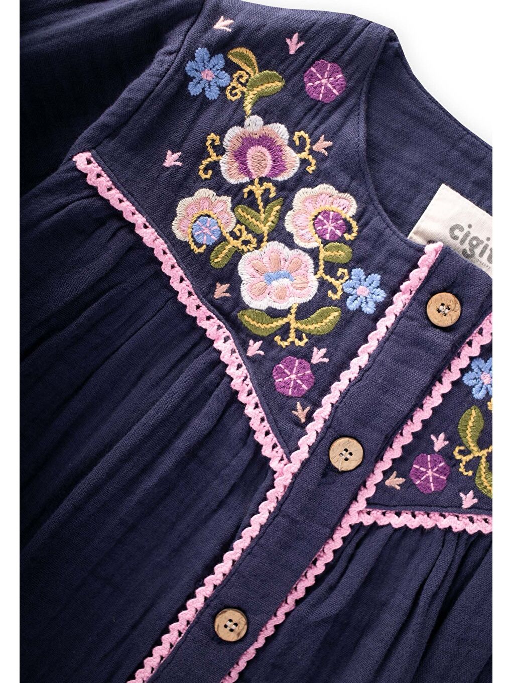 Müslin Elbise 2-10 Yaş Lacivert-2