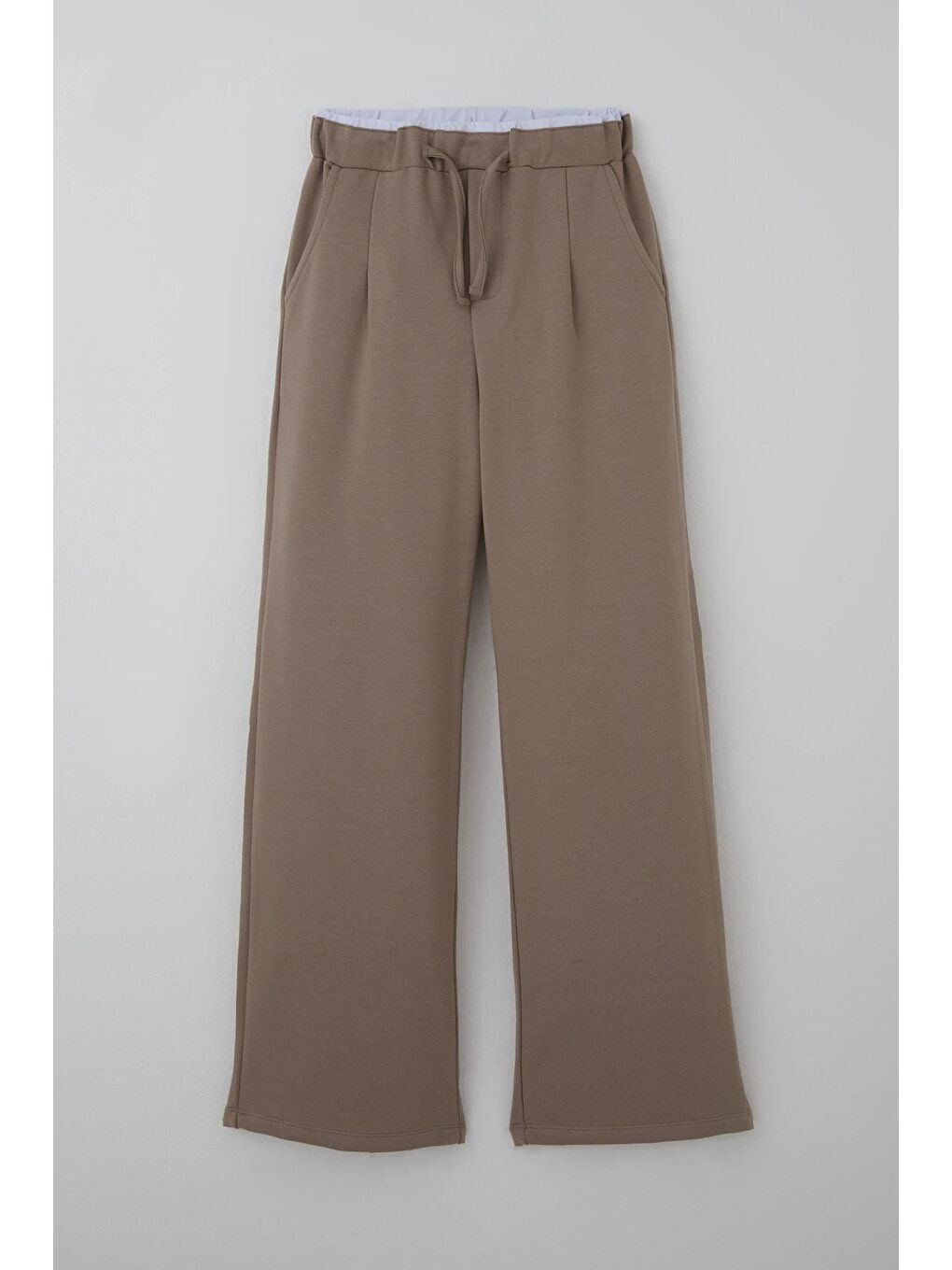 Bej Kız Çocuk Eşofman Altı Bel Kısmı Lastik Detaylı Bağcıklı Cepli Vizon (9-14 Yaş)