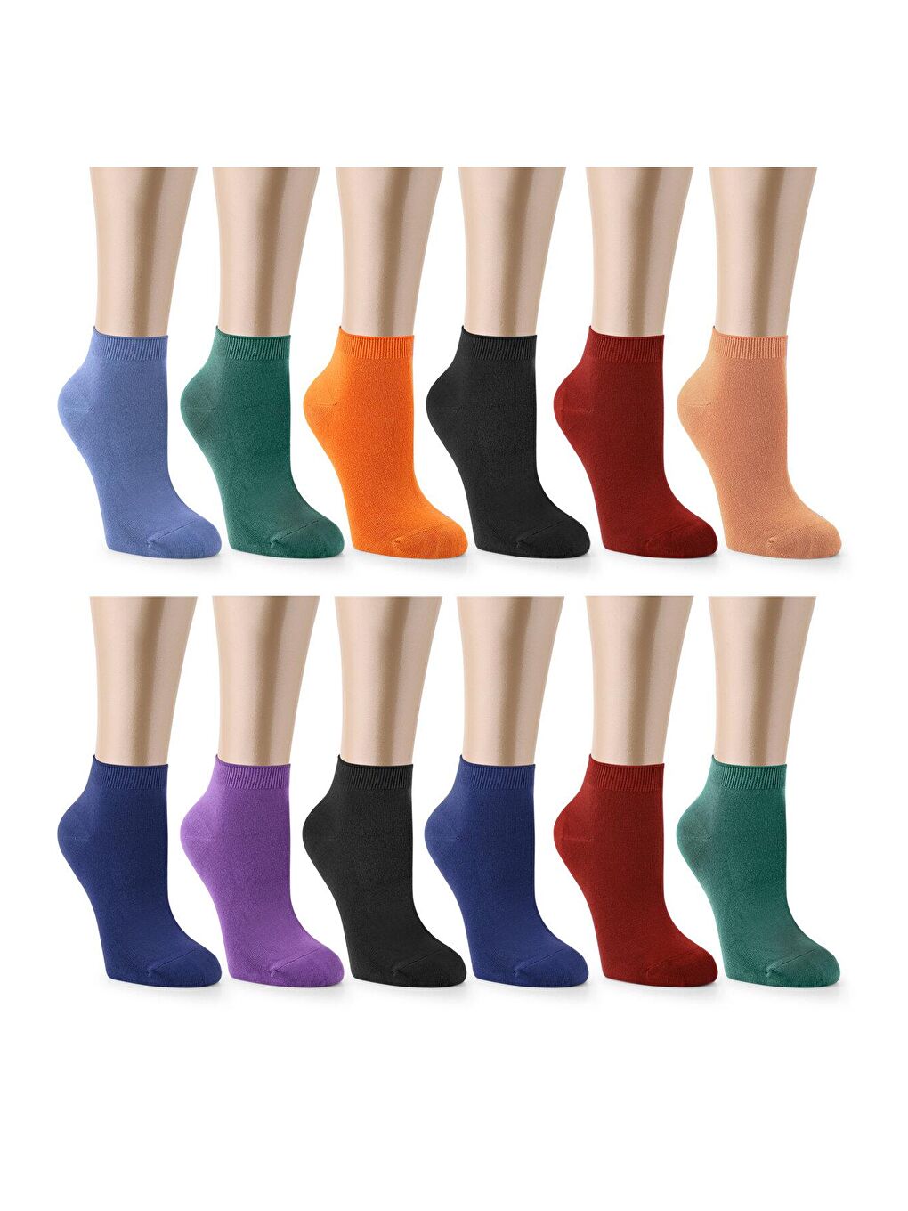Karışık 12 Çift Bambu Kadın Dikişsiz Patik Çorap 4 Mevsim Dayanıklı Topuk Ve Burun Koyu renkler-1