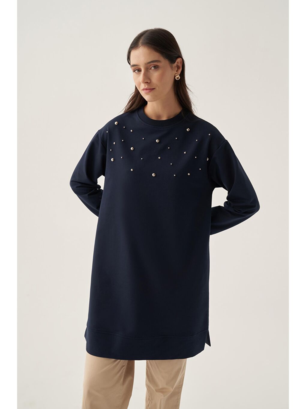 Lacivert-Pamuklu Droplu Sweat-3