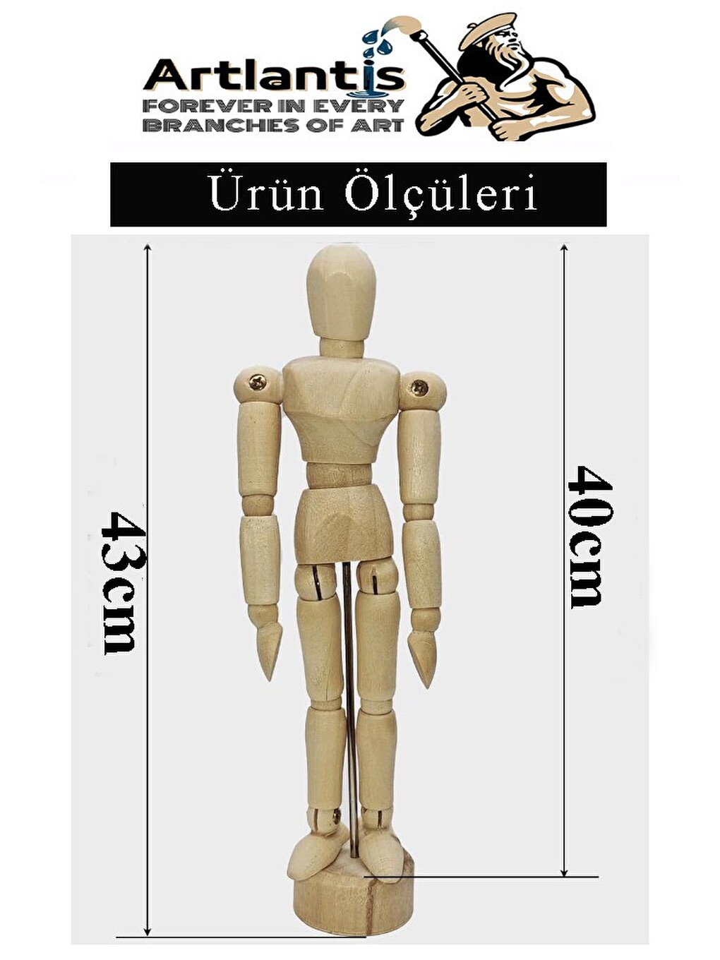 Ahşap İnsan Modeli 40 Cm 1 Paket Büyük İnsan Figürlü Ahşap Model Manken Resim Ressam Eğitimi Tahta-1
