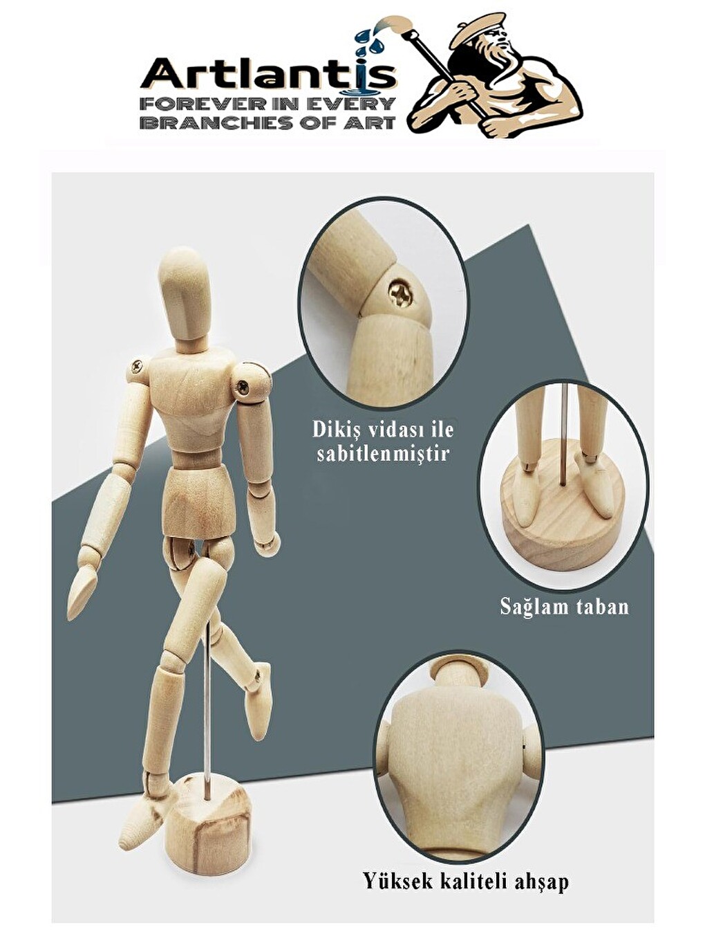 Ahşap İnsan Modeli 40 Cm 1 Paket Büyük İnsan Figürlü Ahşap Model Manken Resim Ressam Eğitimi Tahta-2