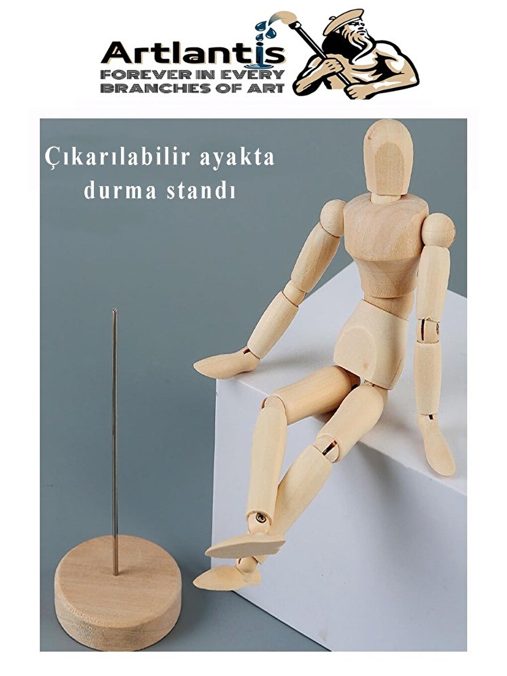 Ahşap İnsan Modeli 40 Cm 1 Paket Büyük İnsan Figürlü Ahşap Model Manken Resim Ressam Eğitimi Tahta-3