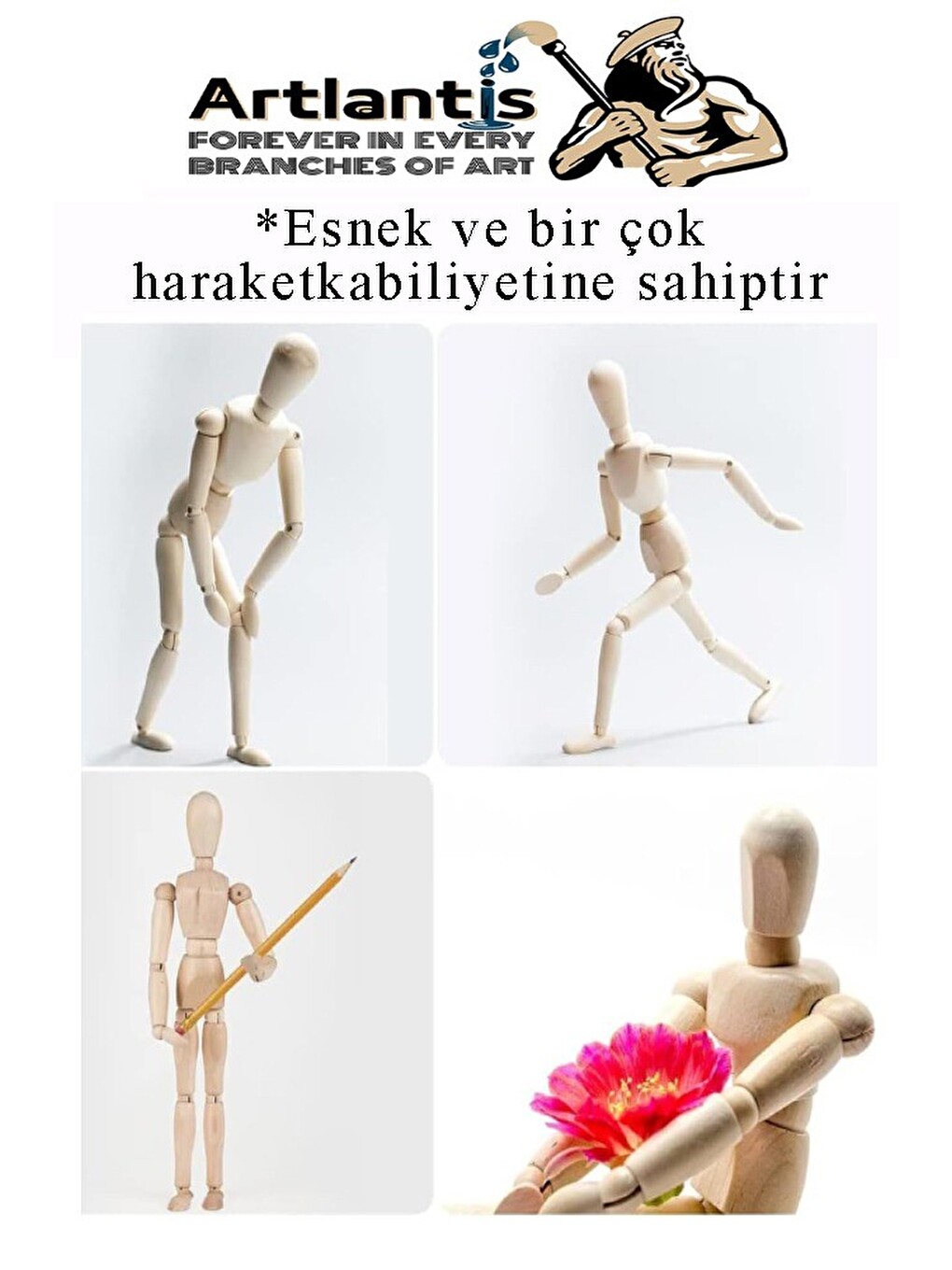 Ahşap İnsan Modeli 40 Cm 1 Paket Büyük İnsan Figürlü Ahşap Model Manken Resim Ressam Eğitimi Tahta-4