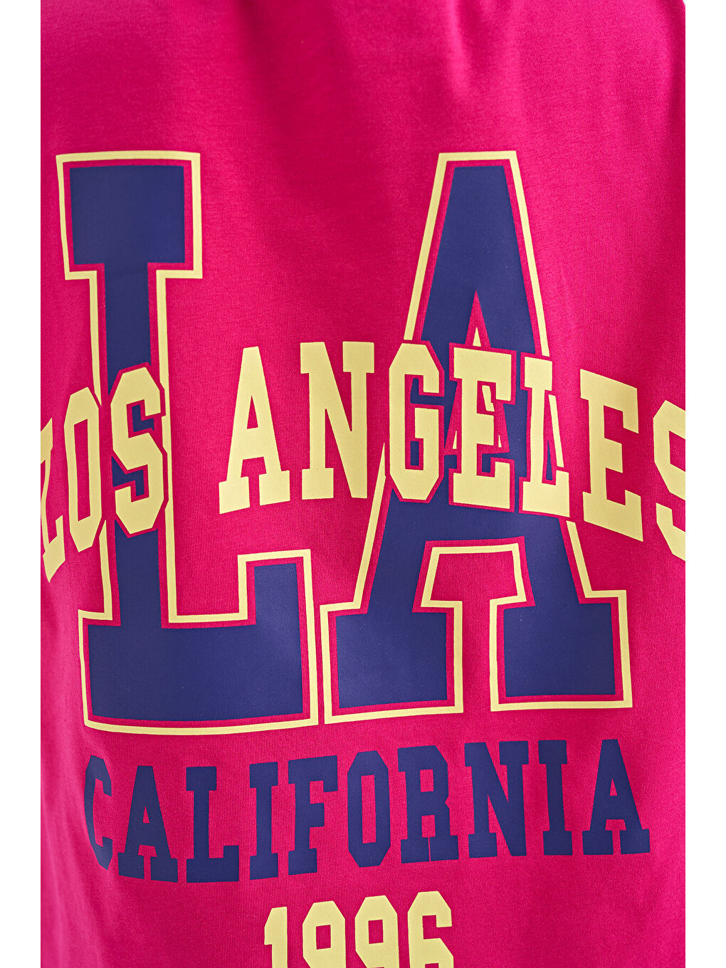 Fuşya Ön Arka Baskılı O Yaka Oversize Kısa Kollu Kız Çocuk Tişört - 75127-8