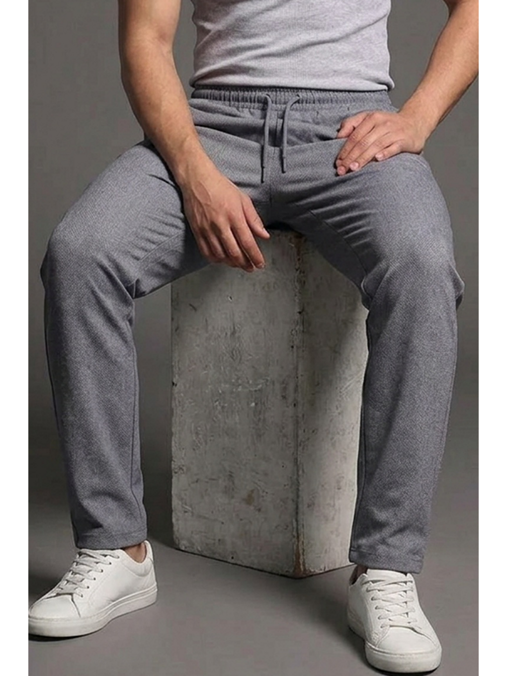 Erkek Klasik Comfort Antrasit Lastikli Pantolon-5