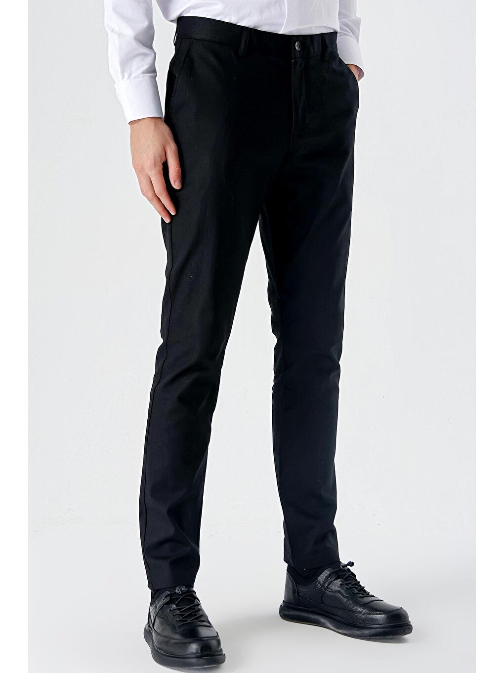 Siyah Pamuklu Yandan Cepli Casual Slim Fit Chino Pantolon 1003240151