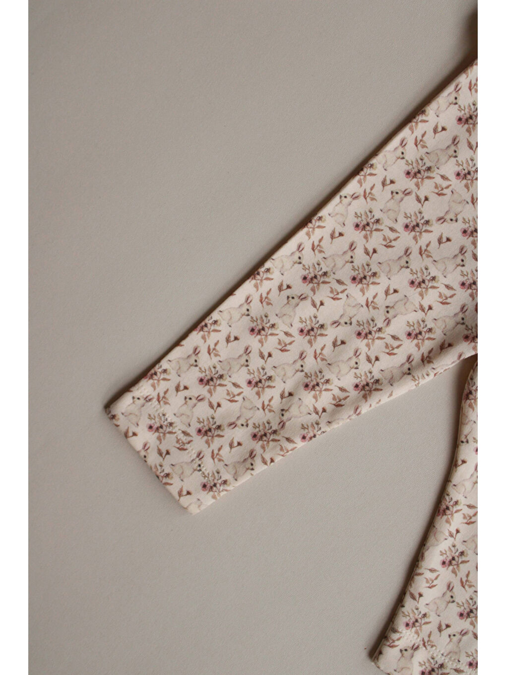 Bej Tavşan Baskılı Bel Fırfırlı Kız Bebek Tayt-2