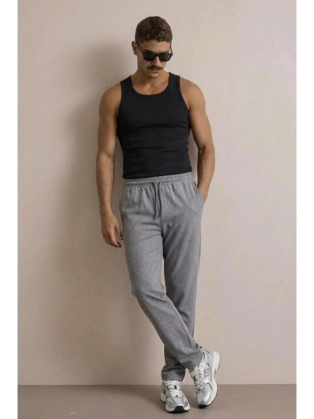 Erkek Basic Trend Bel Lastikli Antrasit Bol Pantolon-2