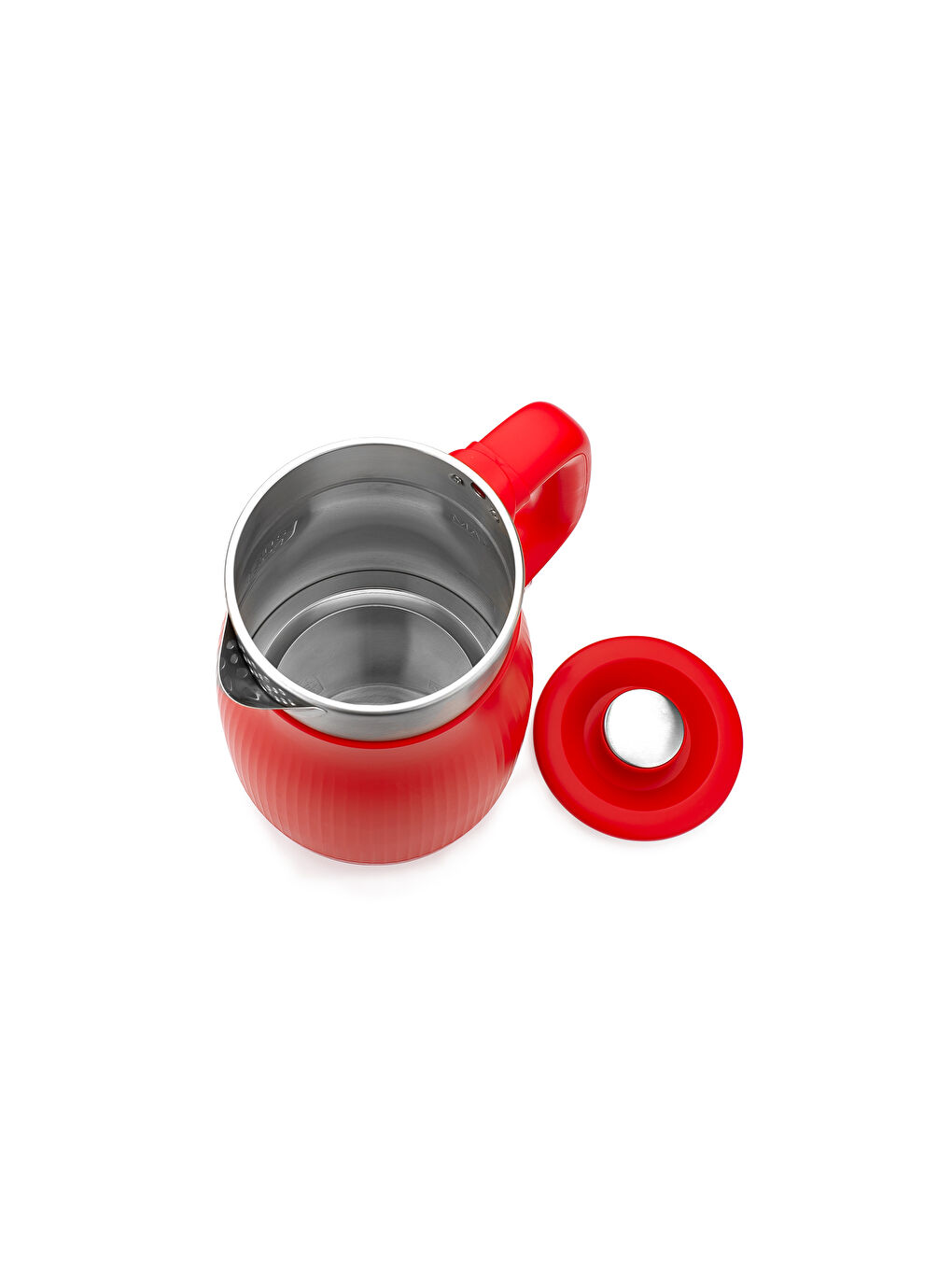 Carina Paslanmaz Çelik El Yakmaz Gövdeli Su Isıtıcı-Kırmızı-4