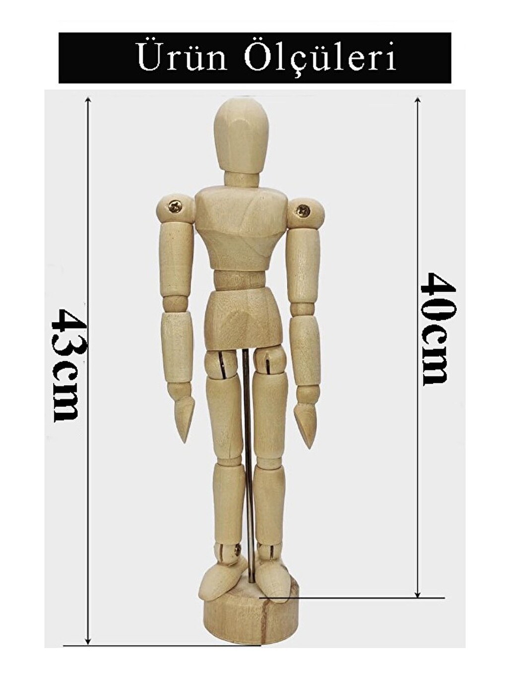 Ahşap İnsan Modeli 40 Cm 1 Paket Büyük İnsan Figürlü Ahşap Model Manken Resim Ressam Eğitimi Tahta-3