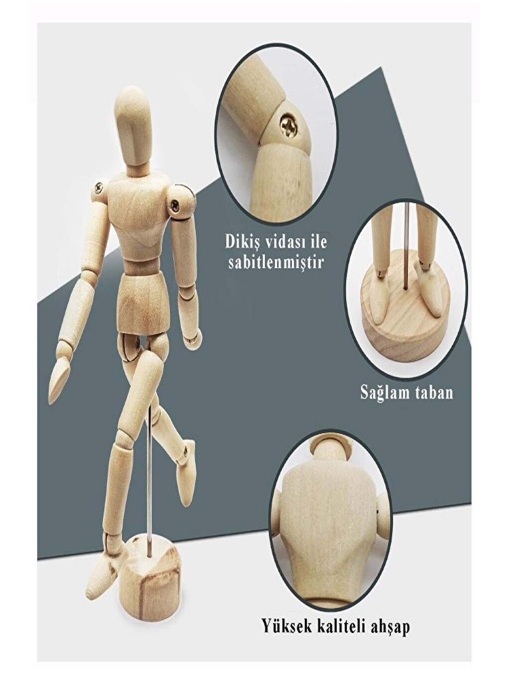 Ahşap İnsan Modeli 40 Cm 1 Paket Büyük İnsan Figürlü Ahşap Model Manken Resim Ressam Eğitimi Tahta-4