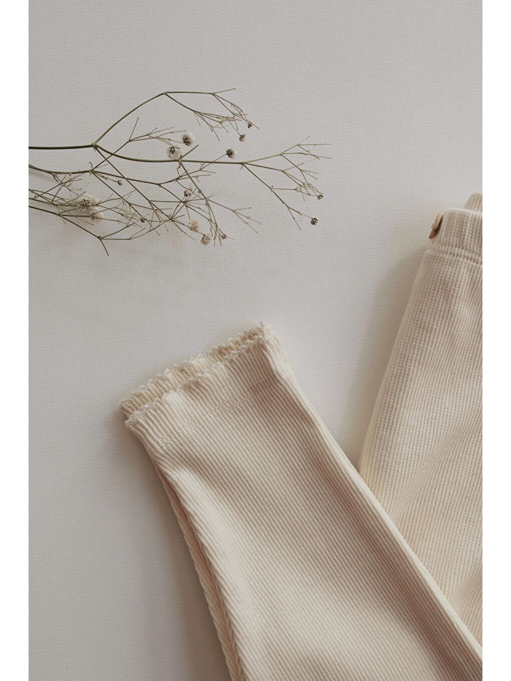 Ekru Krem Paça Dantelli Kaşkorse Tayt-1