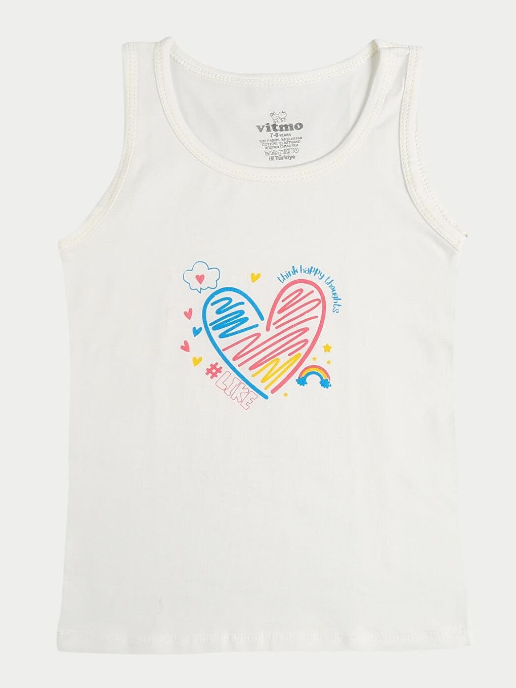 Vitmo Karişik Kız Çocuk Pamuklu 3'Lü Atlet 3'Lü Slip Karışık Renk Happy 6 Parça Set - 1