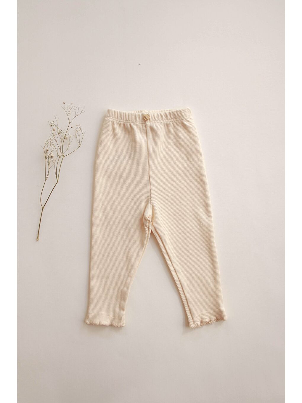 Ekru Krem Paça Dantelli Kaşkorse Tayt-3