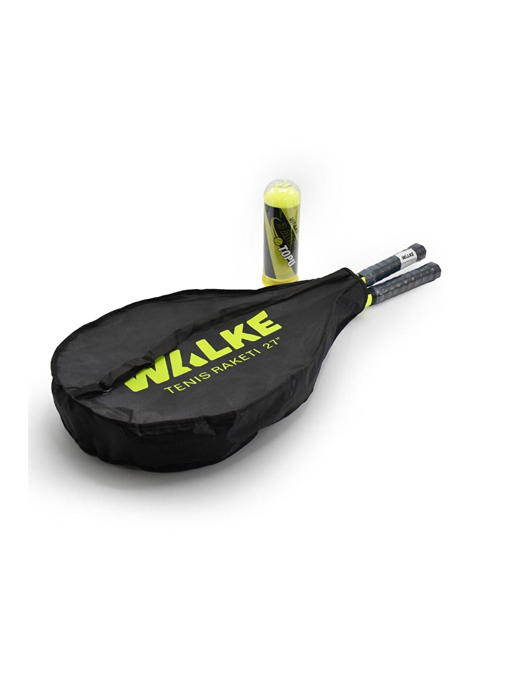 Sarı 2 Adet 27 İnç Yetişkin Tenis Raketi + 1 Adet Tenis Çantası + 3 Adet Maç Topu-1