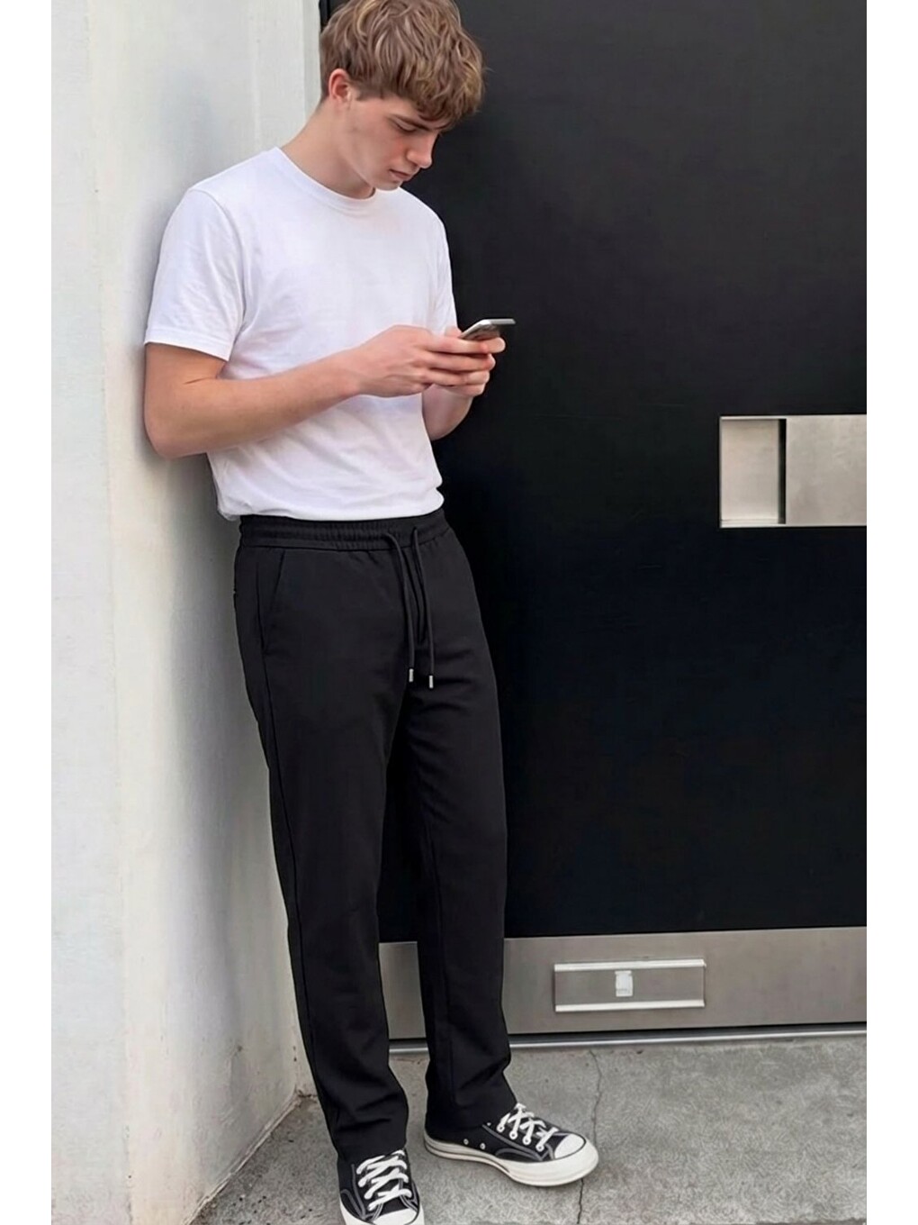Erkek Comfort Fit Bol Paça Siyah Baggy Pantolon