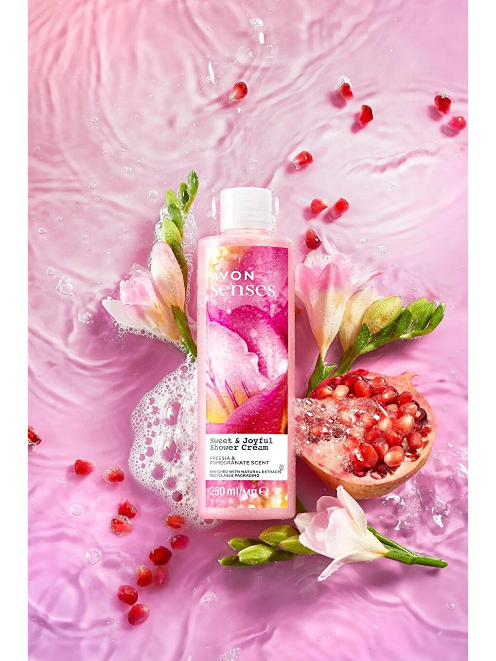 AVON Renksiz Senses Sweat & Joyful Frezya ve Nar Kokulu Krem Duş Jeli 250 Ml. - 2