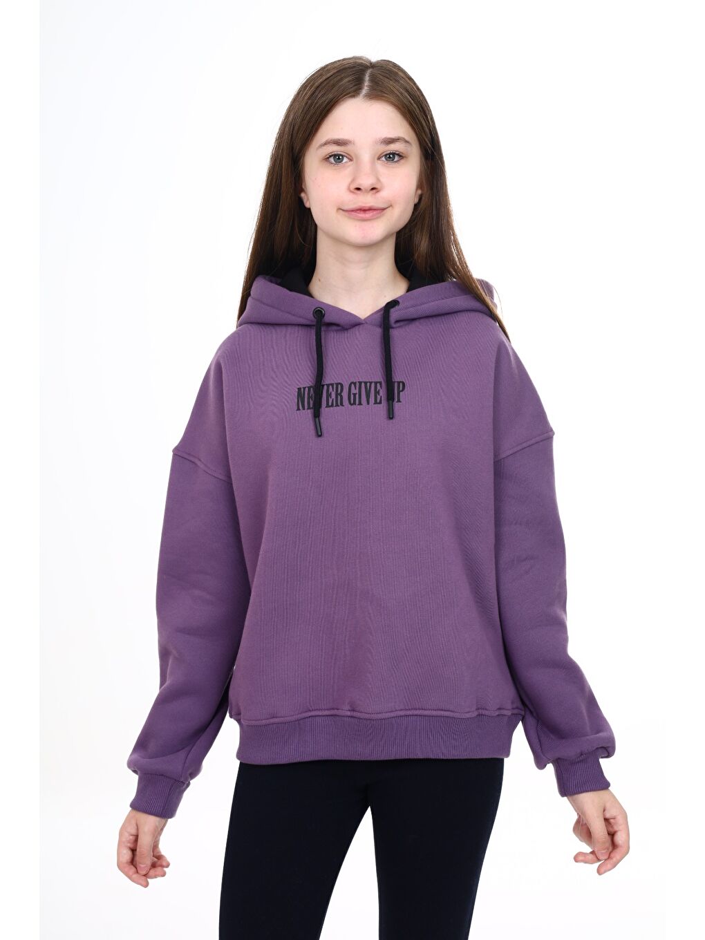 Mor Kız Çocuk Baskılı Sweatshirt