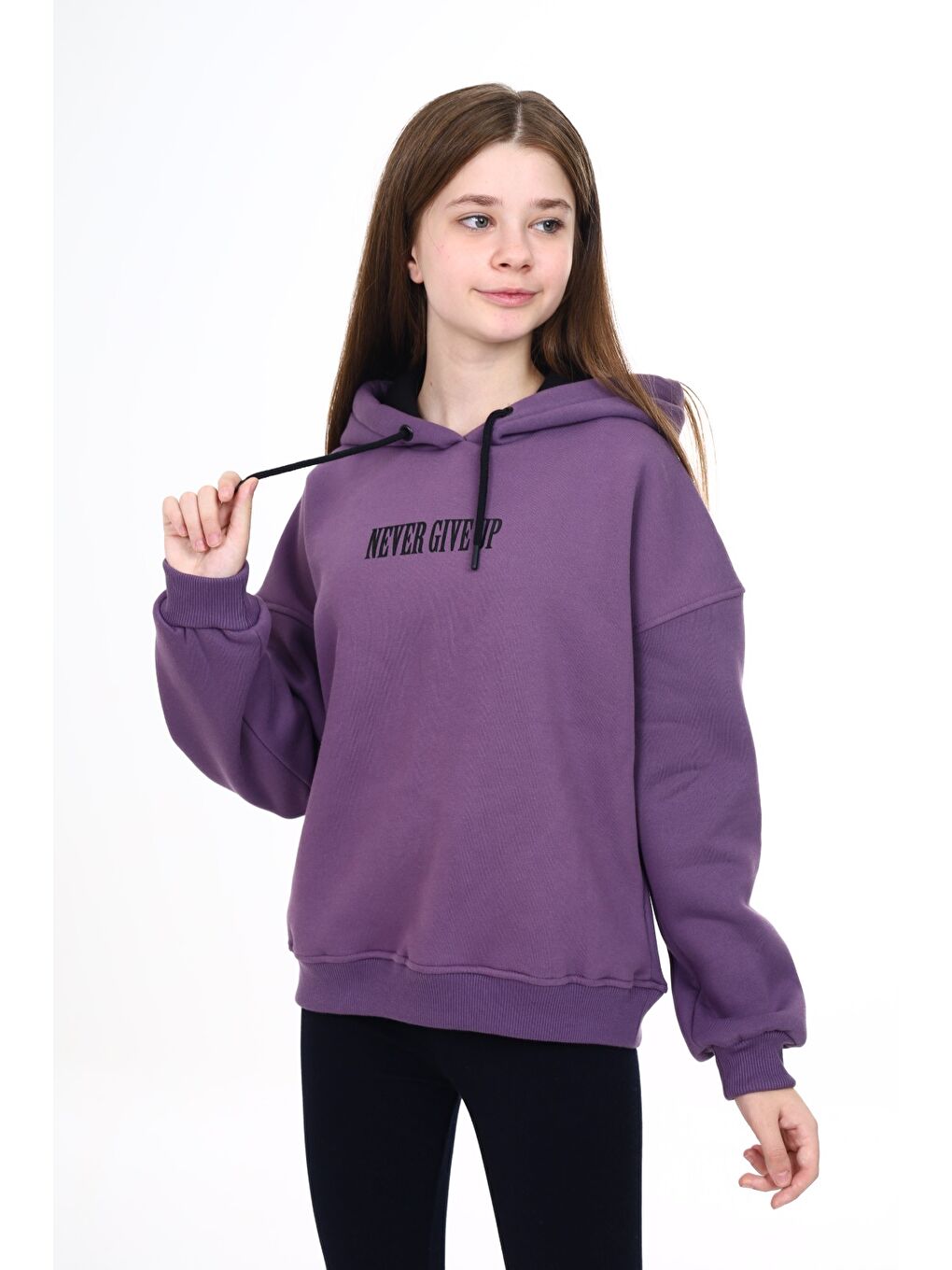 Mor Kız Çocuk Baskılı Sweatshirt-1