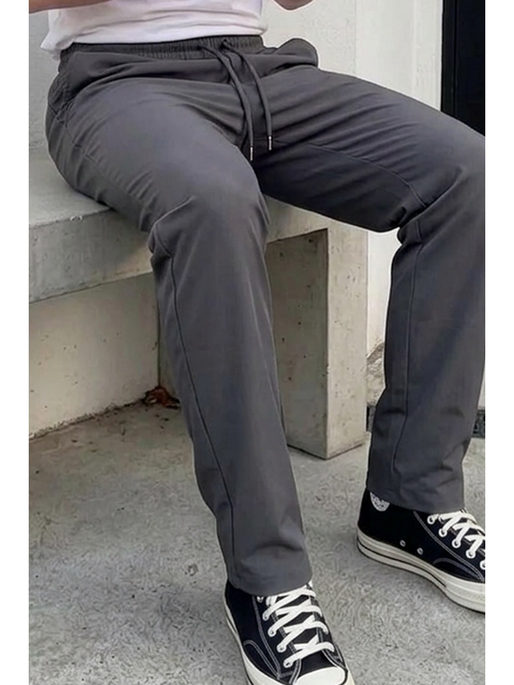 Erkek Comfort Fit Bol Paça Antrasit Baggy Pantolon-5