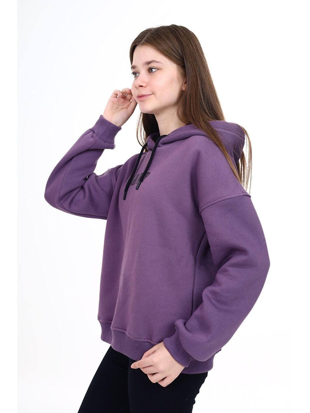 Mor Kız Çocuk Baskılı Sweatshirt-2