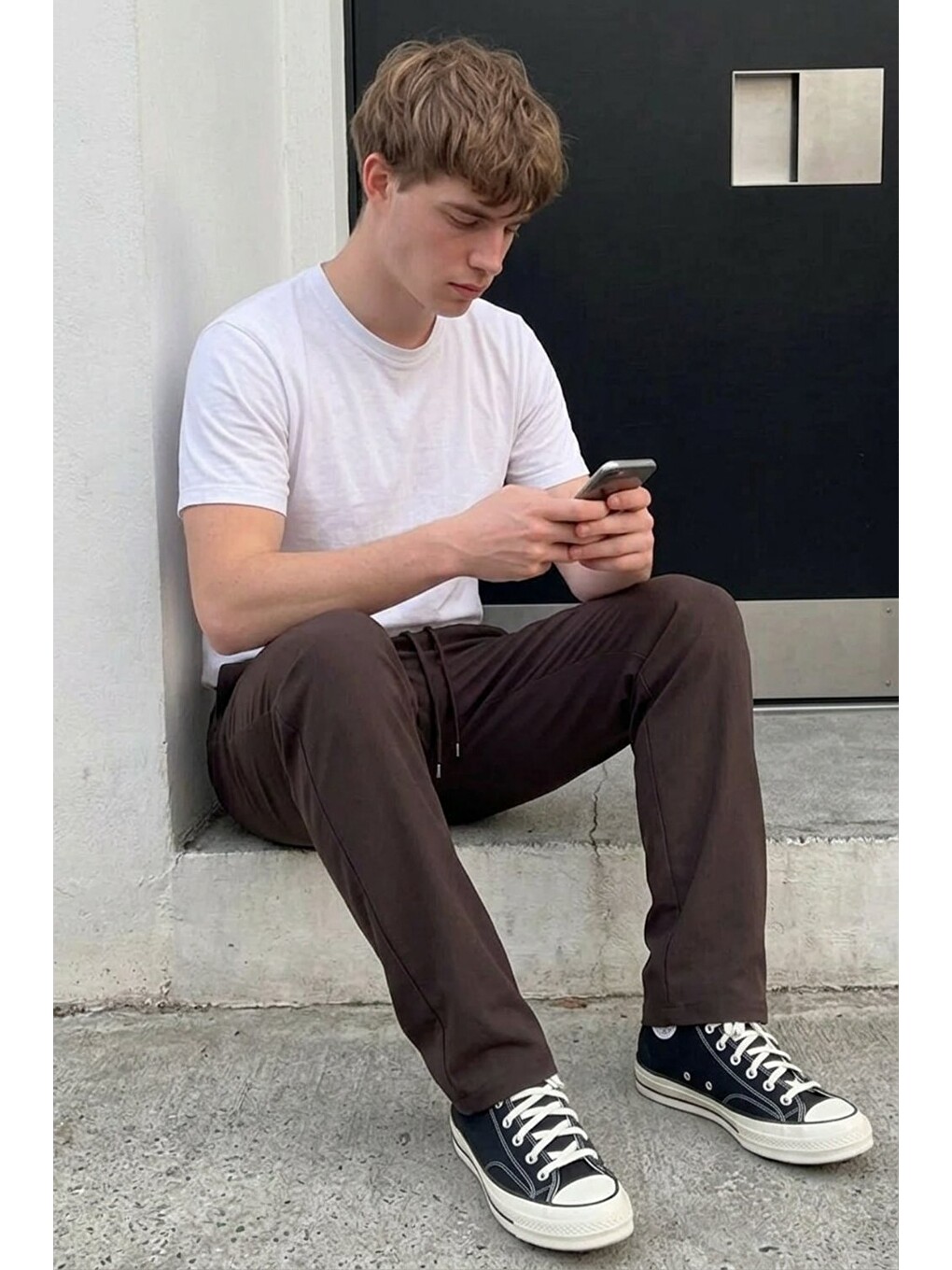Kahverengi Erkek Comfort Fit Bol Paça Kahve Baggy Pantolon-1