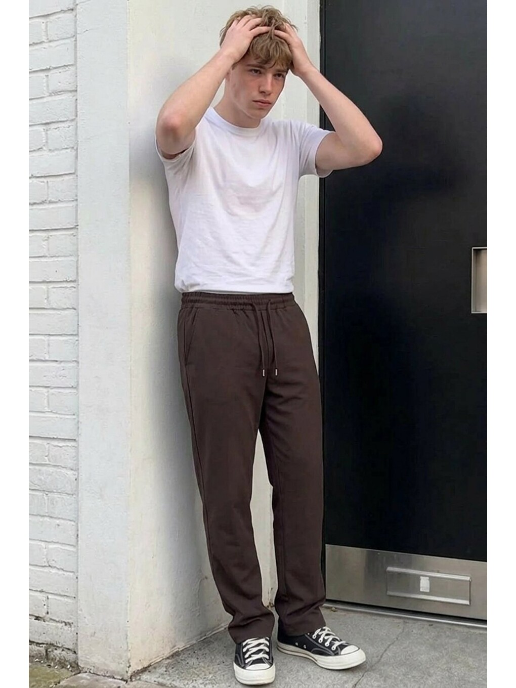 Kahverengi Erkek Comfort Fit Bol Paça Kahve Baggy Pantolon-3
