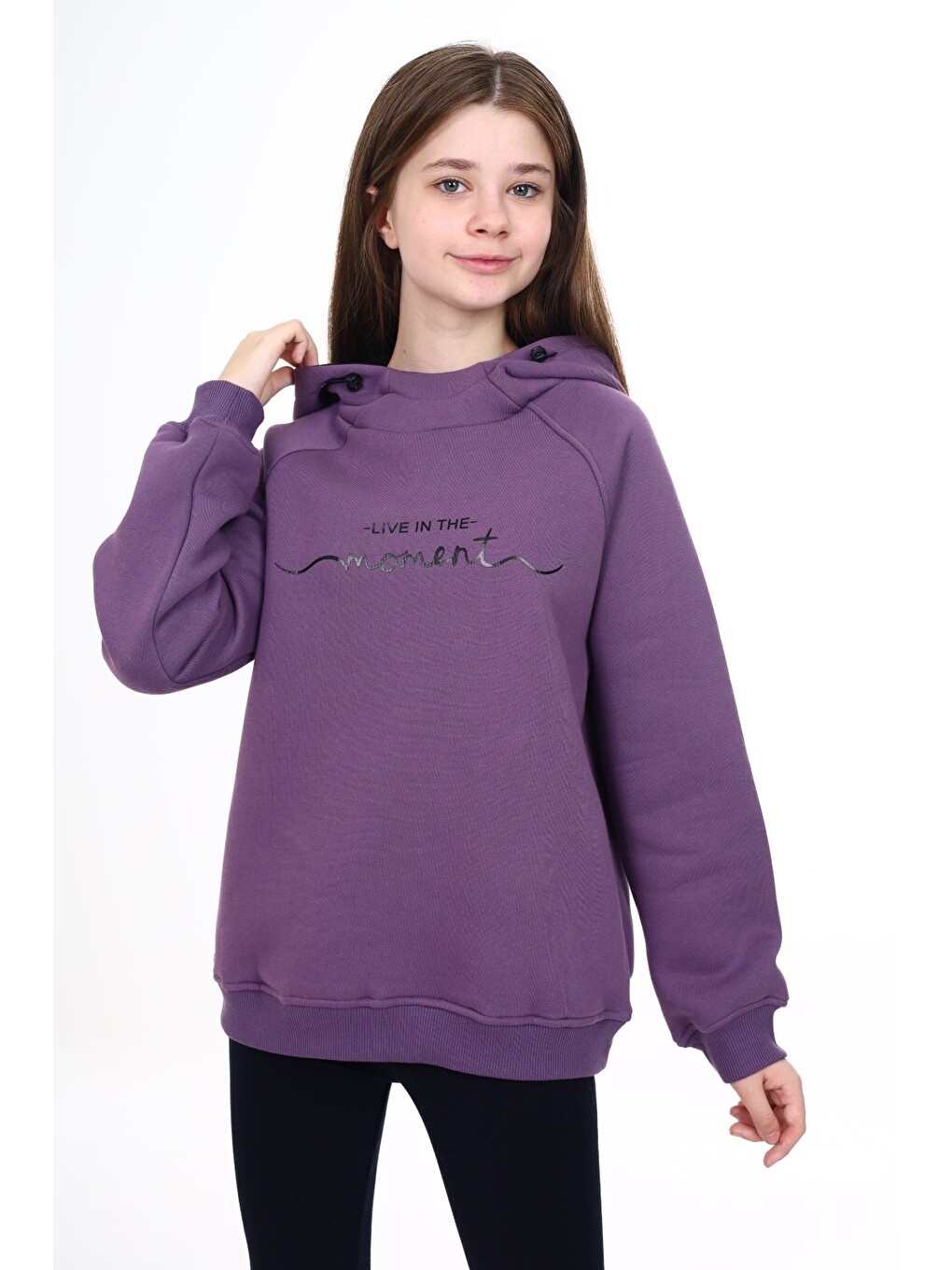 Mor Kız Çocuk Baskılı Sweatshirt