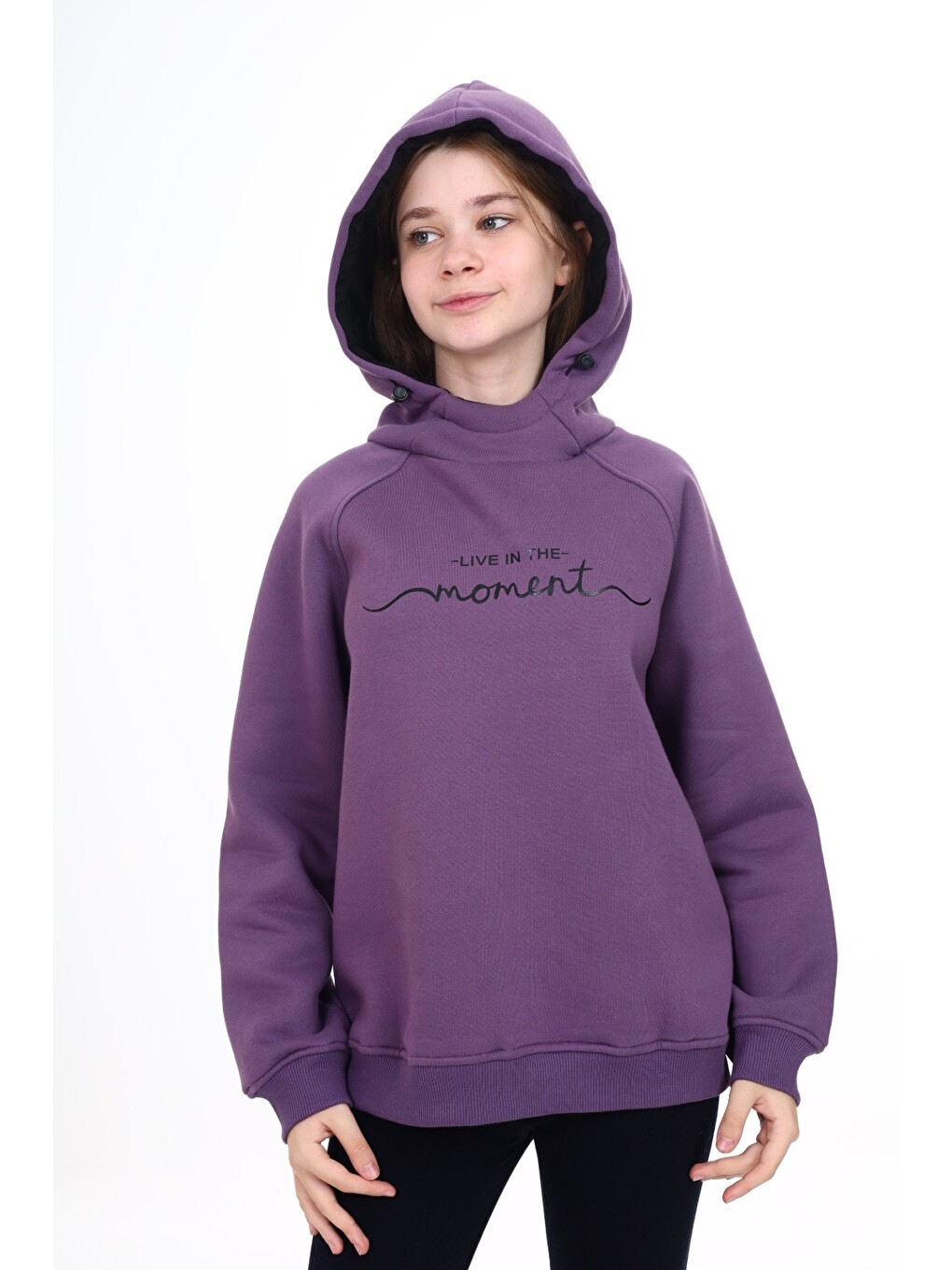 Mor Kız Çocuk Baskılı Sweatshirt-1